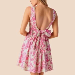 Floral Pink and White Mini Dress